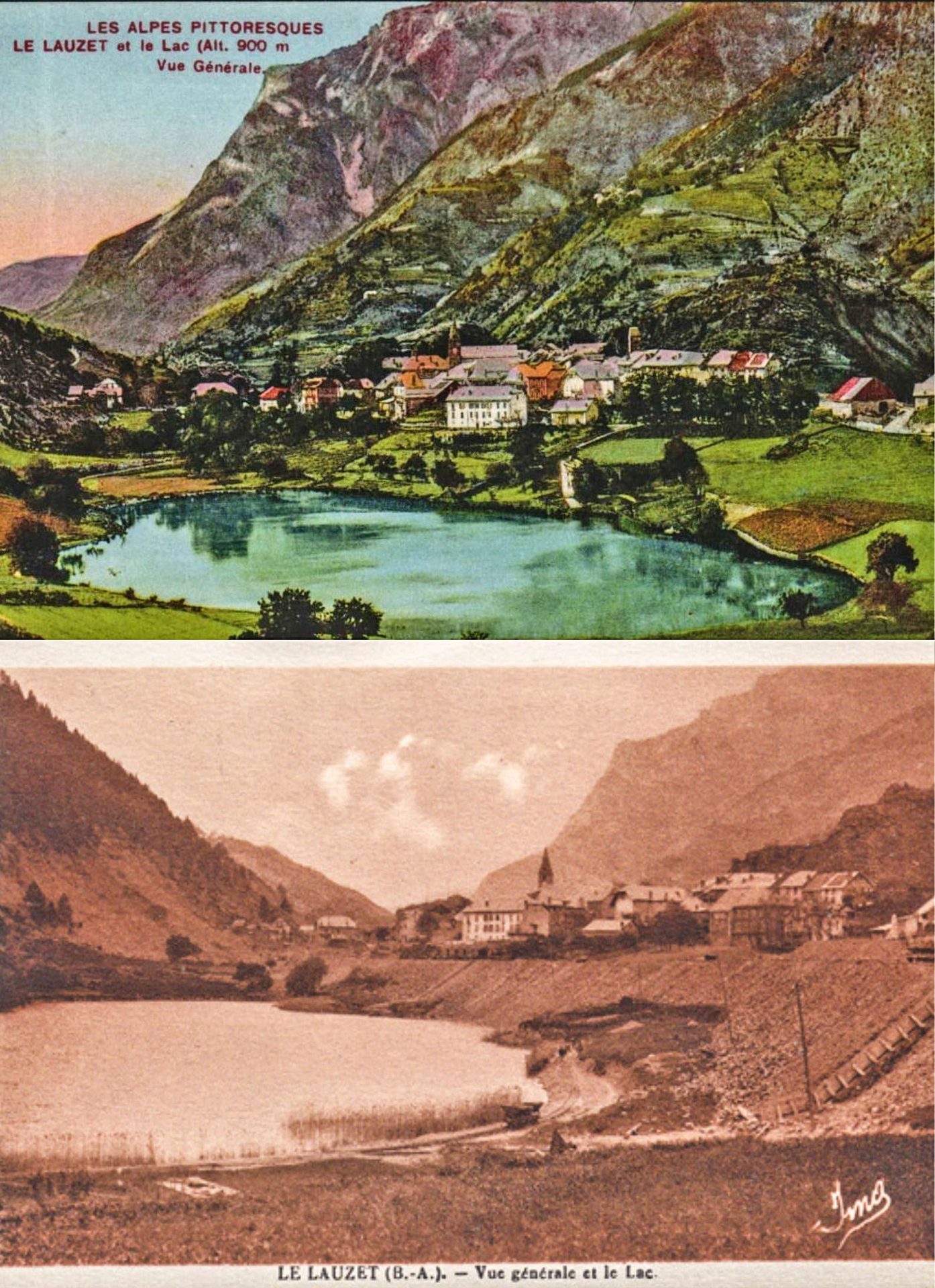 Le village du Lauzet et son lac, avant et après le chantier ferroviaire