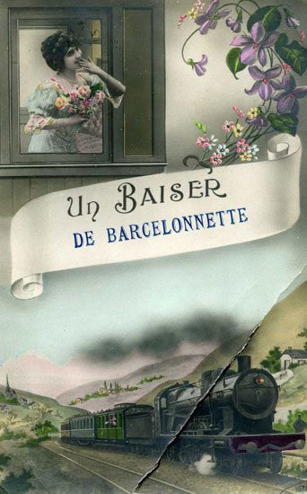 Verso de la carte postale écrite en 1913 sur l'arrivée prochaine du train en Ubaye