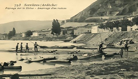 Radeaux et radeliers, photo bibliothèque Promofluvia de Lyon